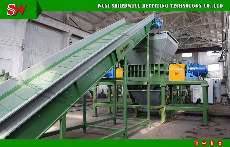 New Technology Old Car Tyre Shredder Equipment with Trommel to Recycle Waste Tires