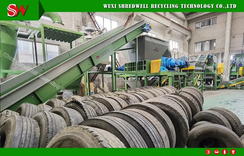 New Technology Old Car Tyre Shredder Equipment with Trommel to Recycle Waste Tires